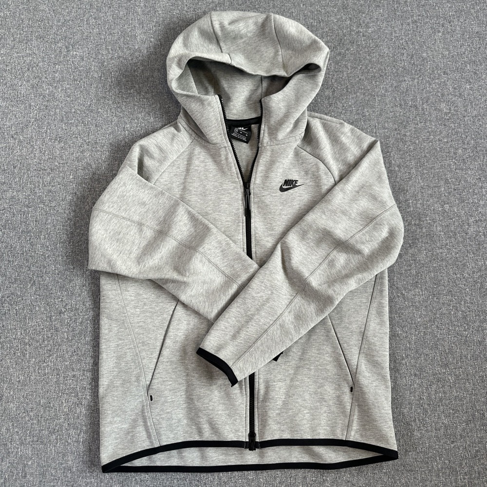 Nike Tech Fleece Full Zip Hoodie Mens Medium Gray Black Sweatshirt